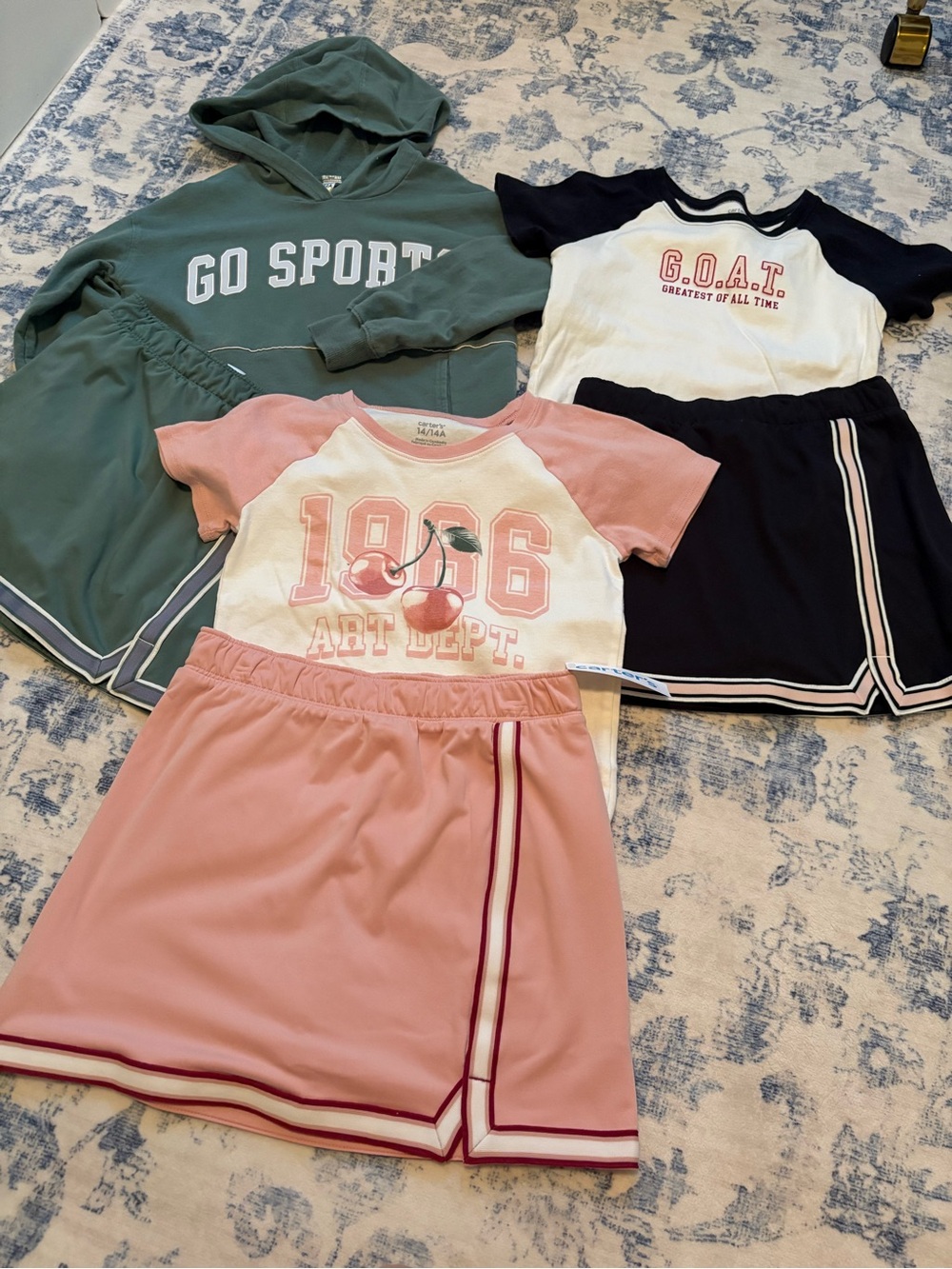 Carters Girls Athletic Two-Piece Sets — Pink, Green & Navy size 12/14